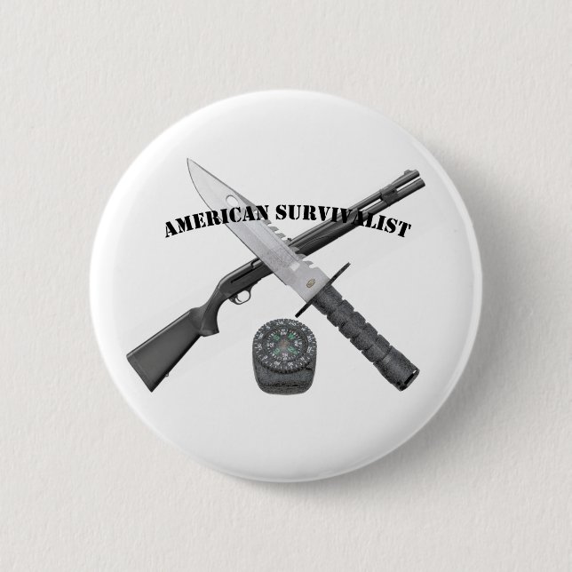 Badge AMERICAN SURVIVALIST 2 Inch Round Button (Front)