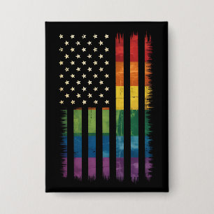 Badge American USA Flag Rainbow Pride gay lesbienne LGBT