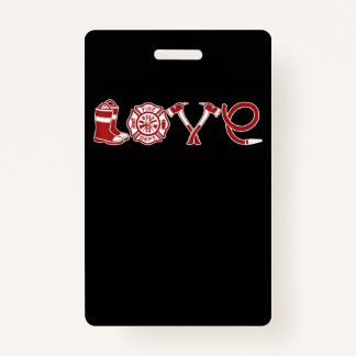 Badge Amour Pompier Valentines Jour | Femme de pompier