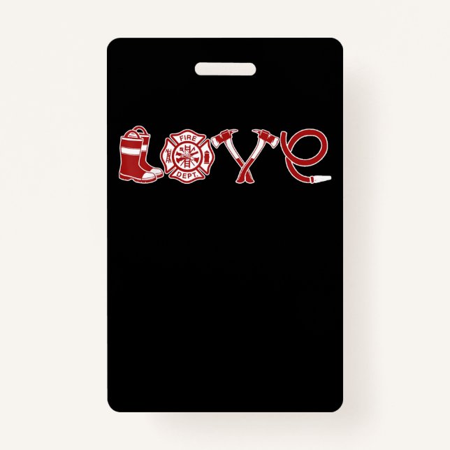 Badge Amour Pompier Valentines Jour | Femme de pompier (Devant)