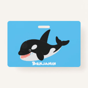 Badge Amusante baleine orque mignonne dessin animé