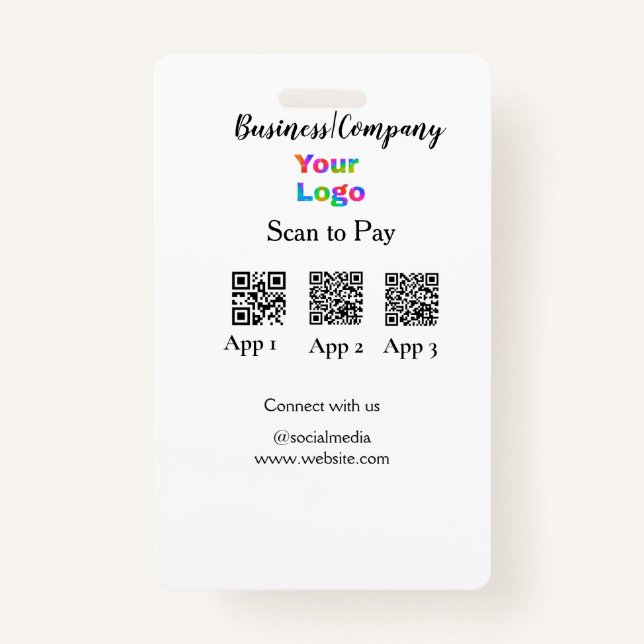Badge Analyser pour payer le logo de l'entreprise Q R co (Devant)