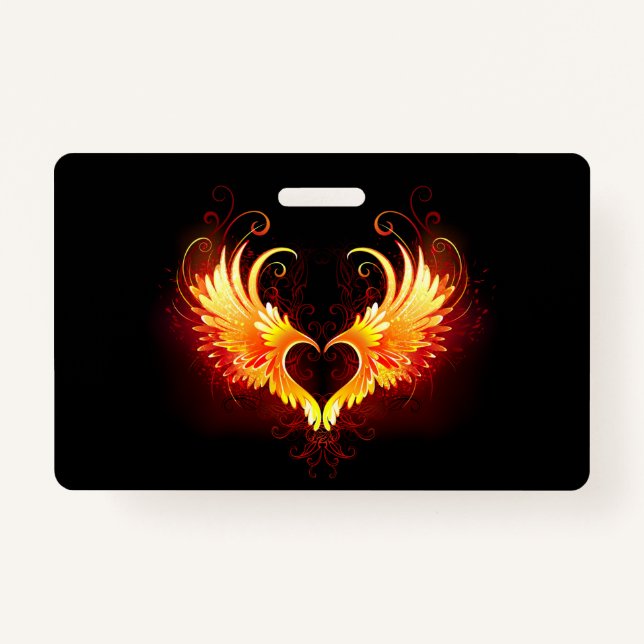Badge Angel Fire Heart with Wings (Devant)