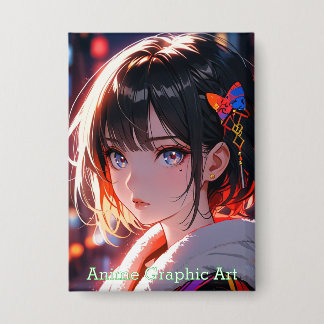 Badge anime cute girl design