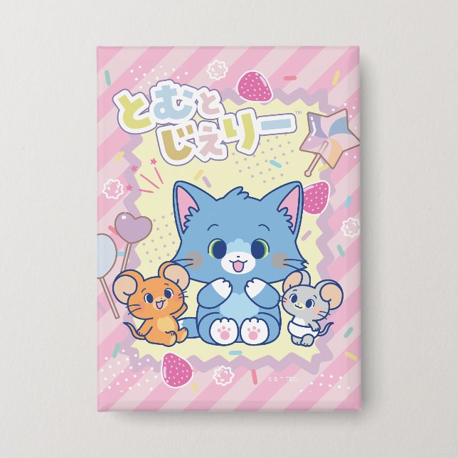 Badge Anime Tom et Jerry Strawberry Fun (Recto)