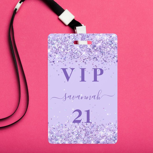 Badge Anniversaire violet lavande vip invitation (Créateur téléchargé)