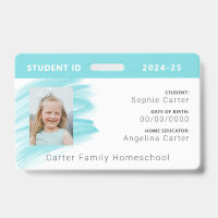 Aquarelle bleue Homeschool Carte d'identité de l'é