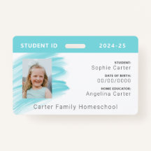 Aquarelle bleue Homeschool Carte d'identité de l'é