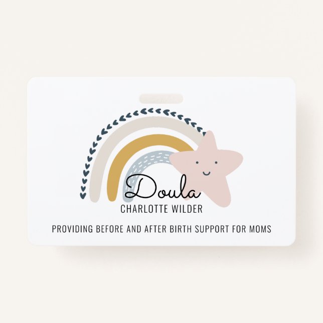 Badge Aquarelle mignonne Rainbow Doula Midwoman (Devant)
