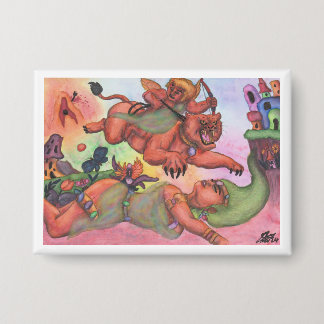 Badge Aquarelle Peinture Dreams Woman Eros ride Lioness