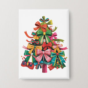 Badge Arbre de Noël Coquette Coloré Prépa Rose Noël