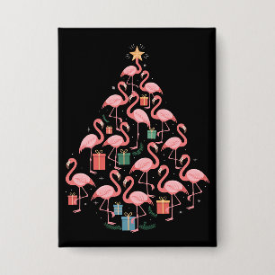 Badge Arbre de Noël Flamant Rose Flamants Fêtes