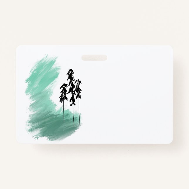 Badge Arbre vert scandinave art simple menthe moderne (Devant)