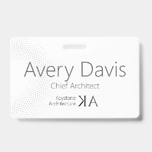 Badge Architecte moderne Nom noir et blanc minimaliste