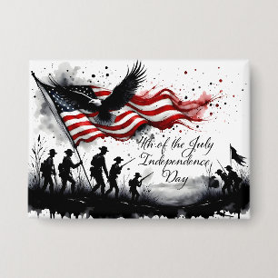 Badge Art patriotique du 4 juillet avec drapeau et solda