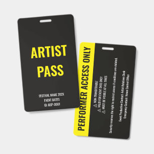 Badge Artiste Personnalisé Interprète Accès Complet Conc