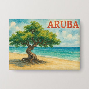 Badge Aruba Divi Tree Eagle Beach aquarelle