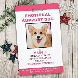 Badge Assistance émotionnelle ID chien personnalisable p