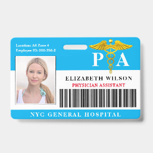 Badge ASSISTANT PHYSICIEN ID photo de l'employé de l'hô
