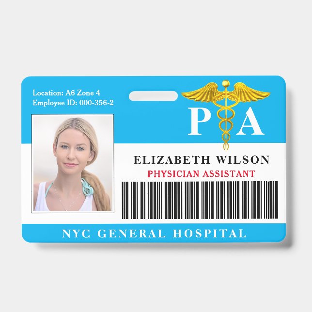 Badge ASSISTANT PHYSICIEN| ID photo de l'employé de l'hô (Front)