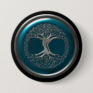 Badge Avec Agrafe Bouton Arbre celtique en fer azur