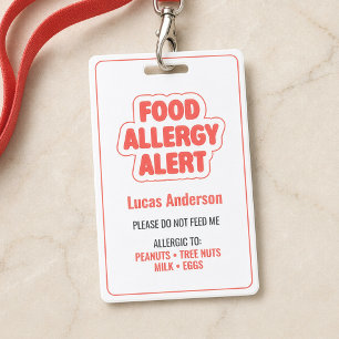 Badge Avertissement d'allergie alimentaire pour enfants 