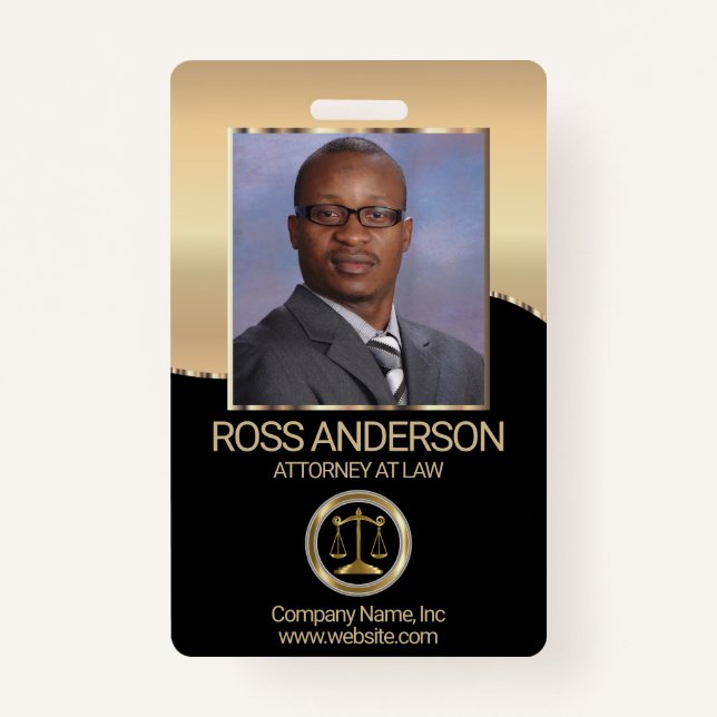 Badge Avocat en droit noir et or (Devant)