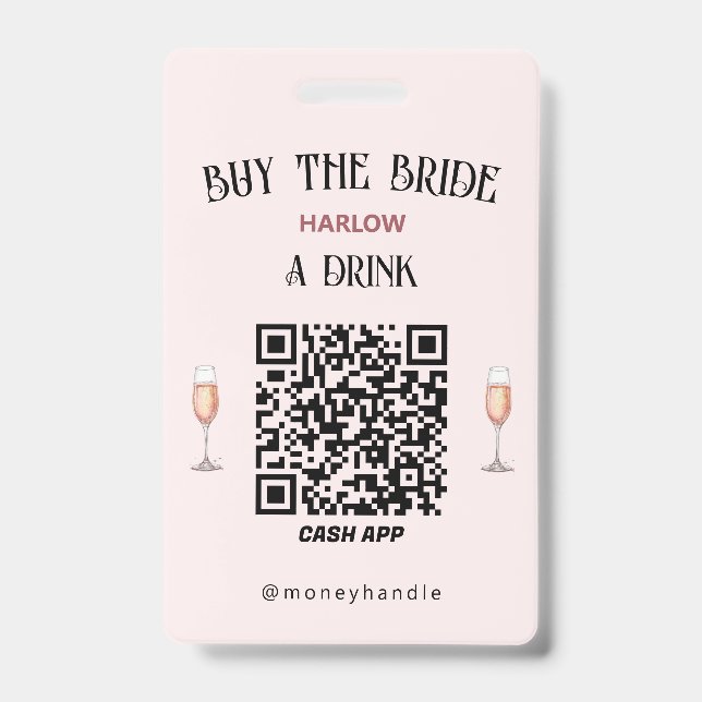 Badge Bachelorette Acheter La Mariée Un Verre QR-Code (Avant)