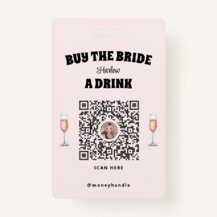 Badge Bachelorette Acheter La Mariée Un Verre QR-Code