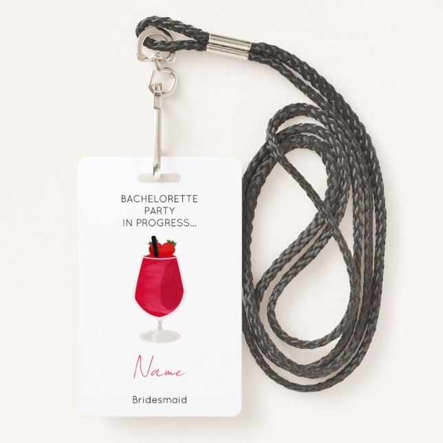 Badge Bachelorette Filles Weekend Bridesmaid (Devant avec lanière)