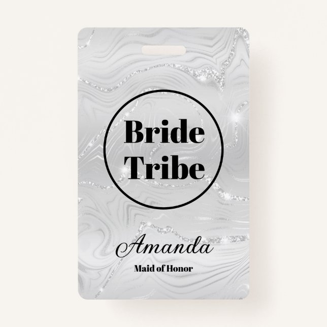Badge Bachelorette moderne de la tribu des Brides blanch (Devant)