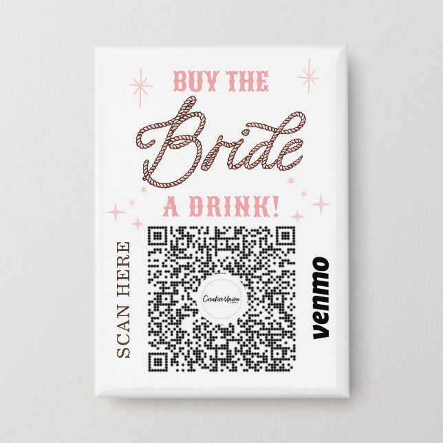 Badge Bachelorette Venmo Code QR Acheter La Mariée Un Ve (Recto)