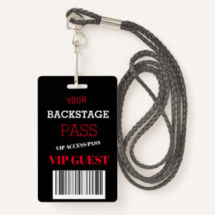 Badge Backstage Music Festival Black Access Pass VIP