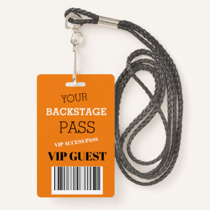 Badge Backstage Music Festival Orange Access Pass VIP