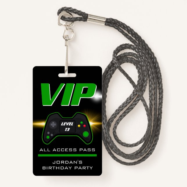 Badge Bade de préférence du contrôleur vert du jeu vidéo (Devant avec lanière)