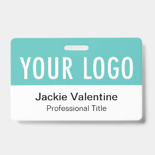 Badge Balise de nom de travail horizontal bleu turquoise