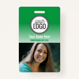 Badge Balise de nom photo moderne Green Ombre Profession