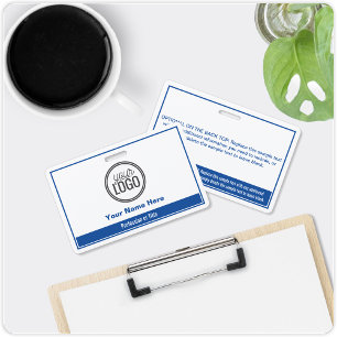 Badge Balise de nom professionnel Simple Blue Color Bloc