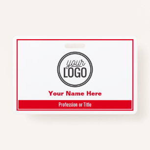 Badge Balise de nom professionnel Simple Bright Red Colo