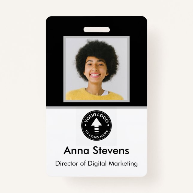 Badge Balise minimale simple pour employé QR et code-bar (Devant)