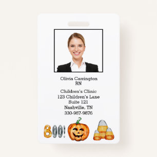 Badge Balise Nom d'Halloween du code barre photo de l'em