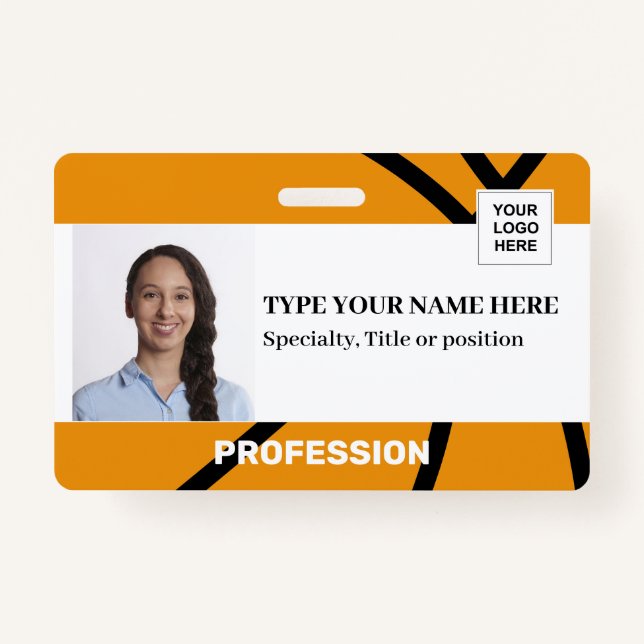 Badge Ballon de basket | Employé | Photo, code à barres, (Devant)