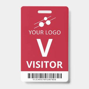 Badge Bande de code-barres pour visiteurs Rouge Blanc Aj