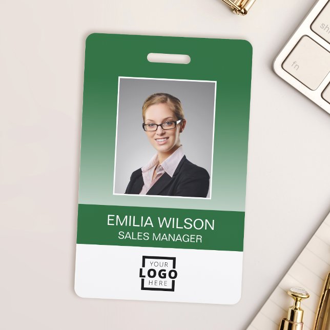 Badge Bande de logo d'entreprise personnalisée Code-barr (This badge is a smart way to identify employees with your logo, barcode, and a photo.)