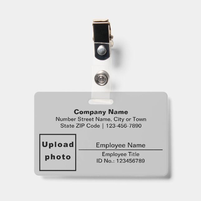 Badge Basé sur le texte avec photo de l'employé Rectangl (Avant avec clip)
