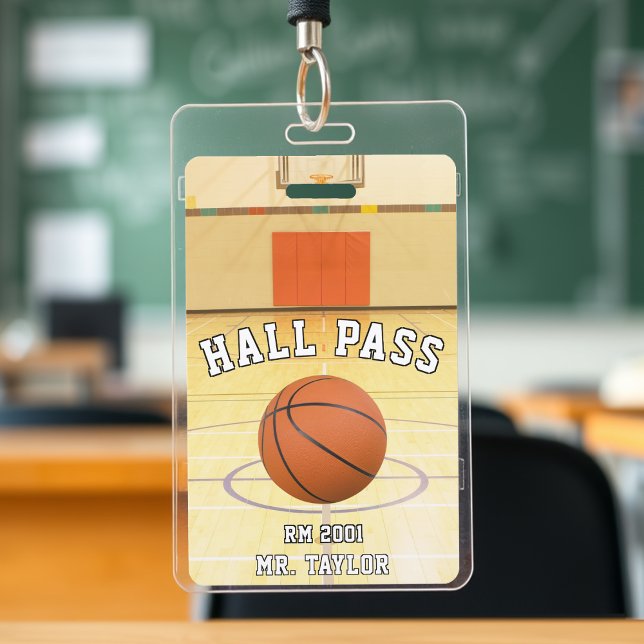 Badge Basketball Court Entraîneur Passe du Hall de l'élè (Basketball Court Coach Teacher Student Hall Pass Badge
)