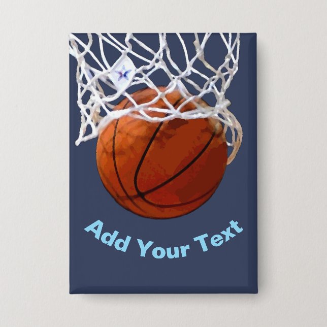 Badge Basketball Votre Nom Texte Message Slogan Personna (Recto)