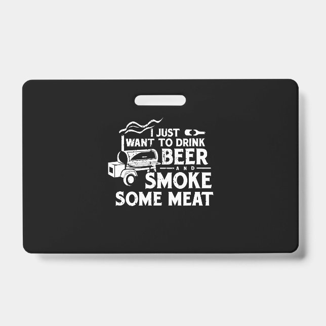 Badge BBQ Fumer Pitmaster Cadeau Boire Bière Fumer Viand (Avant)