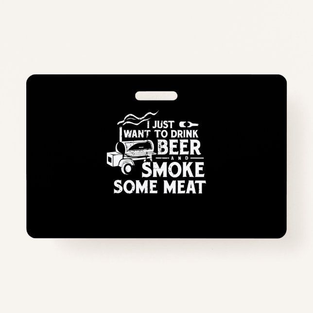 Badge BBQ Fumer Pitmaster Cadeau Boire Bière Fumer Viand (Devant)