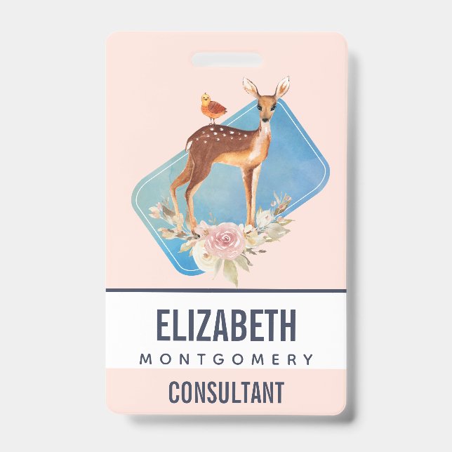 Badge Belle Doe Brown avec points blancs (Face)